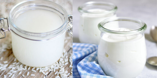cách để làm trắng da bằng nước vo gạo Làn da mịn màng với sữa chua và nước vo gạo.