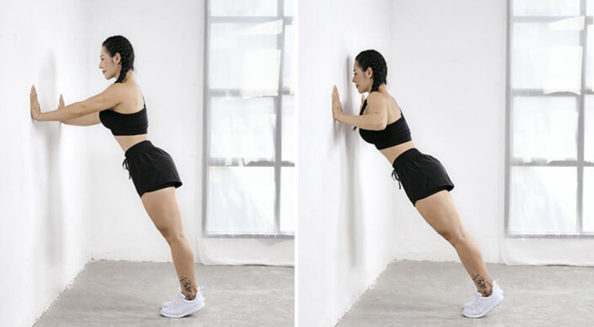 Chống đẩy với tường giảm mỡ tay hiệu quả