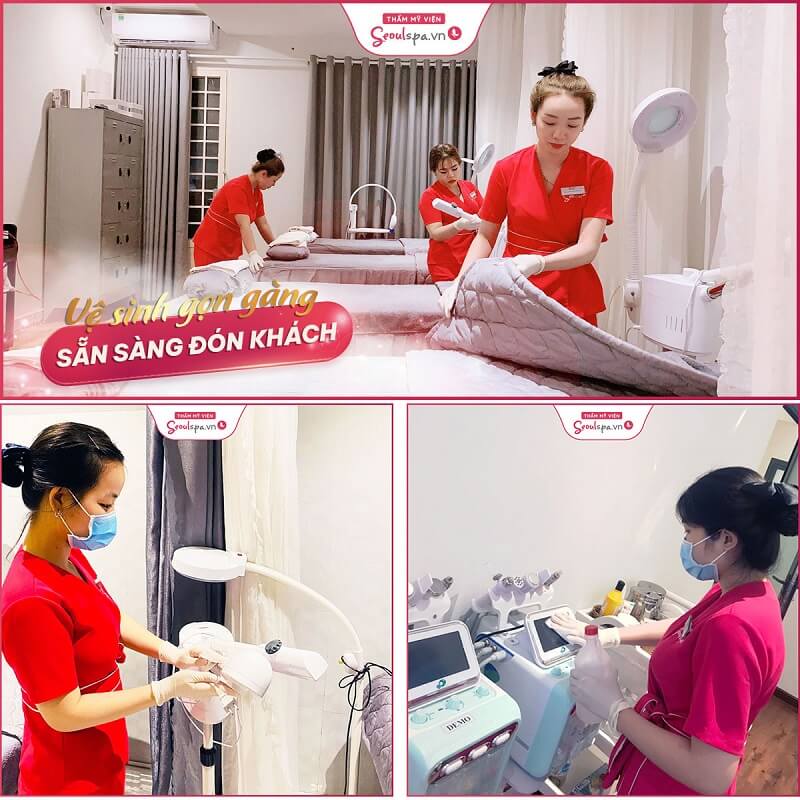 SeoulSpa.Vn sở hữu không gian hiện đại, đầy đủ cơ sở vật chất và thường xuyên được khử khuẩn