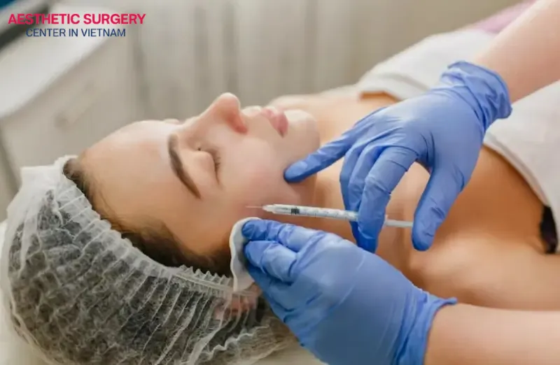 The doctor administers Botox injections into the treatment area