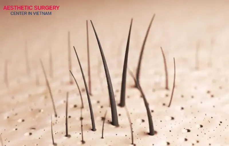 The growth cycle of body hair lasts only a few months, much shorter than real scalp hair