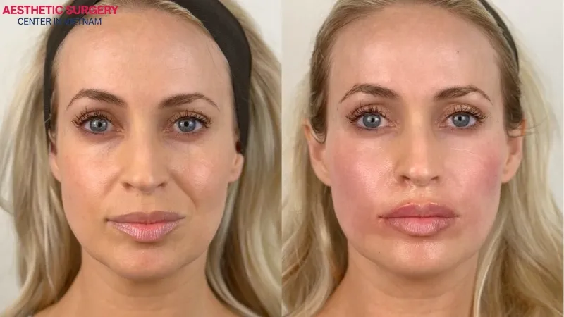 The face becomes fuller and smoother thanks to cheek filler.