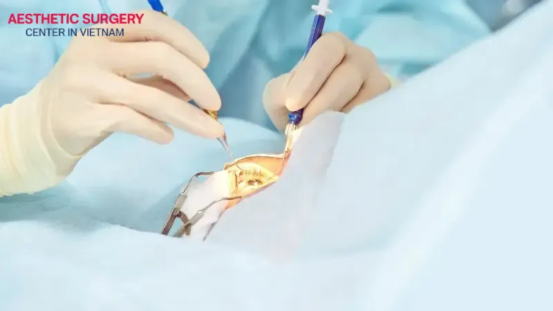 The eye area will be thoroughly disinfected before the surgery begins.