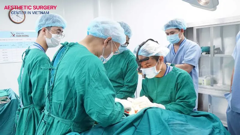 The surgeon carefully injects the autologous fat into the breast area.