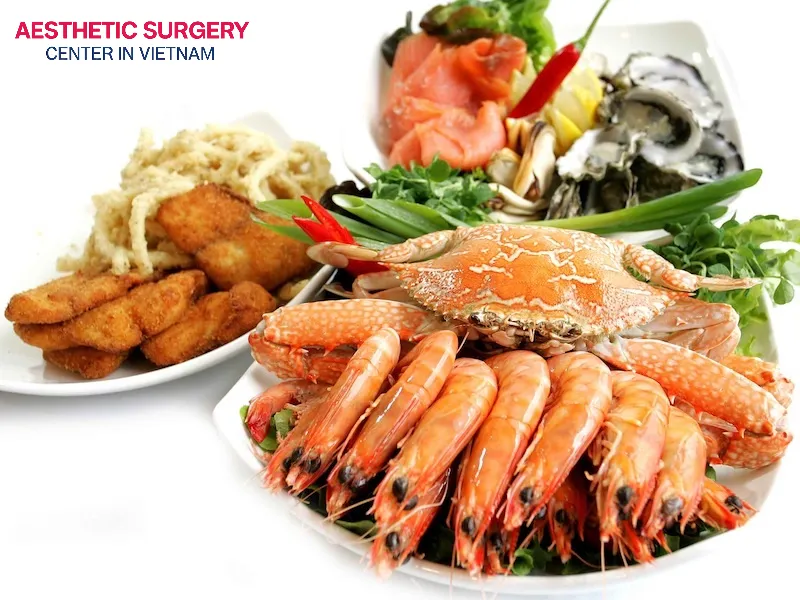 You should avoid eating seafood, as it can cause allergies and slow down the healing process.