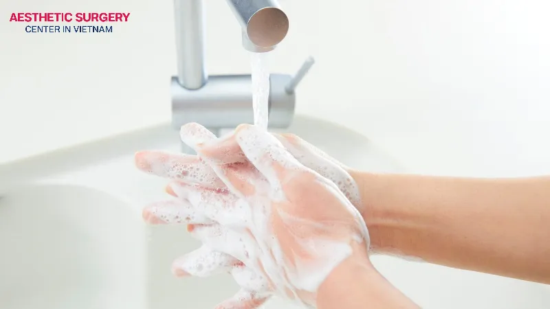 Wash your hands thoroughly with soap to remove bacteria before washing your face.