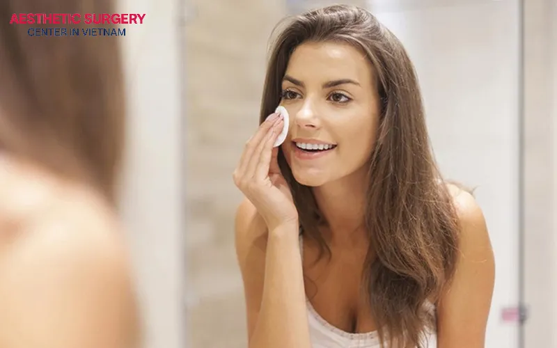 You can use a cotton pad soaked in saline solution to wipe your face during the day.