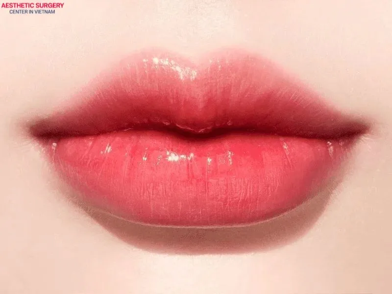 One month after lip filler injections, swelling has completely subsided, revealing the final results clearly.