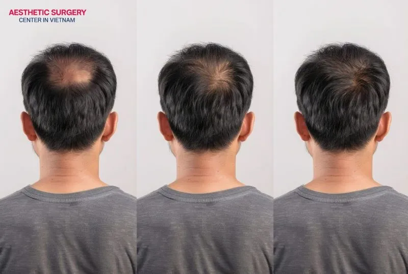 The scalp of patients after undergoing a hair transplant at Aesthetic Surgery Center