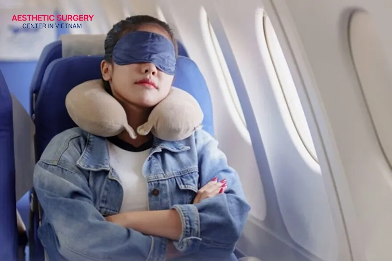 Use a U-shaped neck pillow on the plane to help keep your head in a straight position.