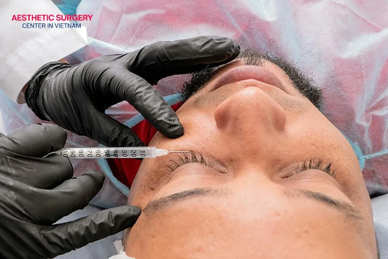 The filler injection procedure is performed in a sterile, medical-standard environment.