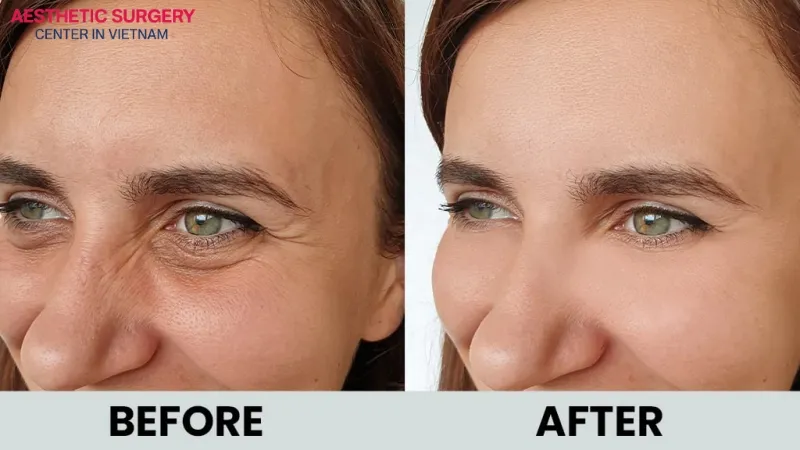 Before and after images of Botox injections for crow’s feet
