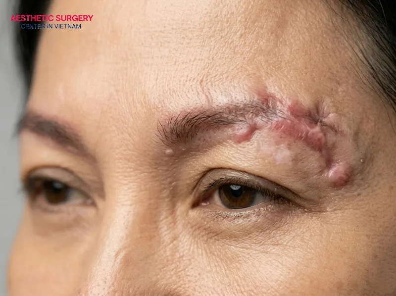 A failed endoscopic brow lift can leave raised or depressed scars.