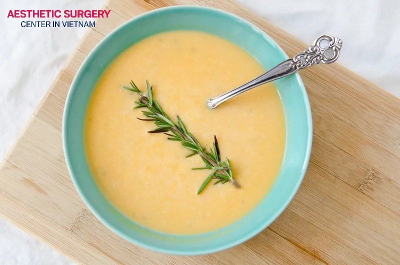 During the first 24 hours after rhinoplasty, you should eat porridge and thin soup