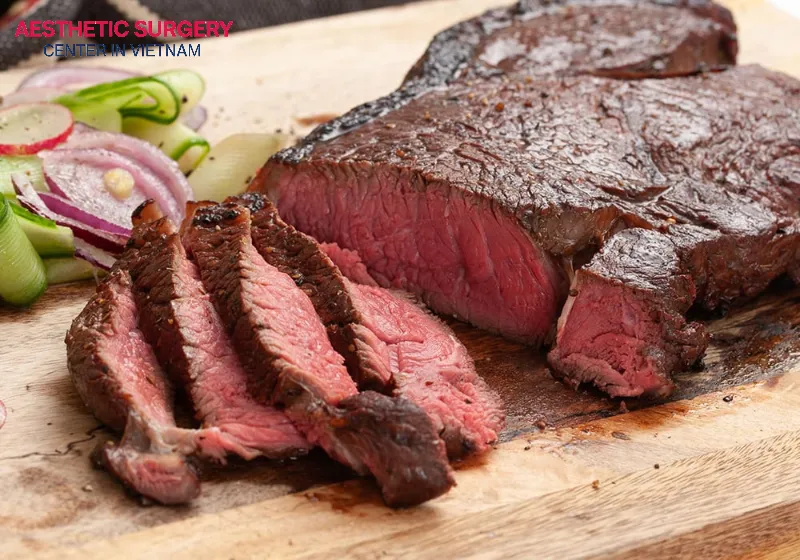 You shouldn't eat beef because it can cause bruising on a wound on the nose