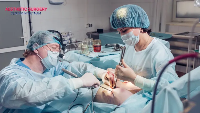 Standard medical breast reduction surgery procedure
