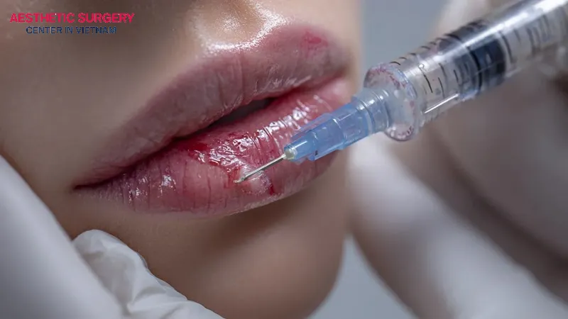 Injecting filler into the lips with too much force can cause blood vessel blockage