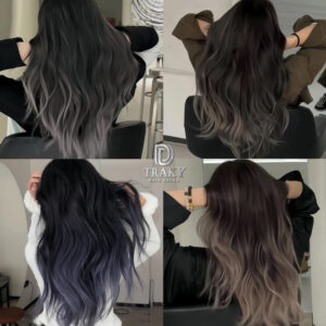 Mái tóc suôn mượt và cuốn hút sau khi uốn và nhuộm tại Traky Hair Salon
