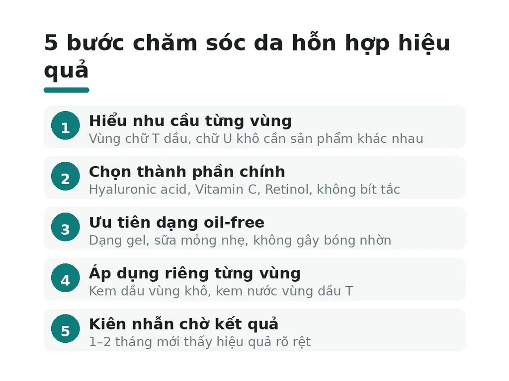 Nguyên tắc chăm sóc da hỗn hợp cơ bản là gì?
