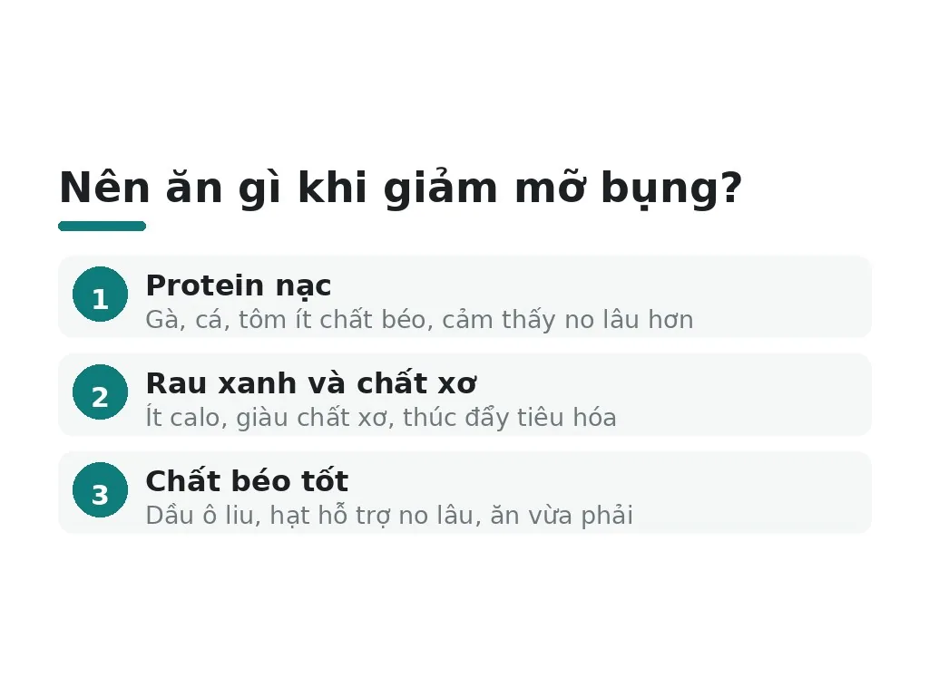 Nên ăn gì khi giảm mỡ bụng?