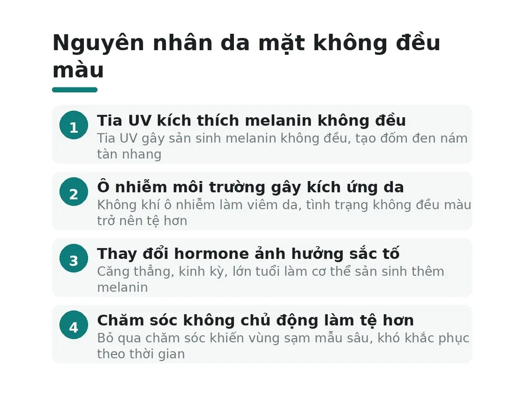 Tại sao da mặt không đều màu: nguyên nhân chính?