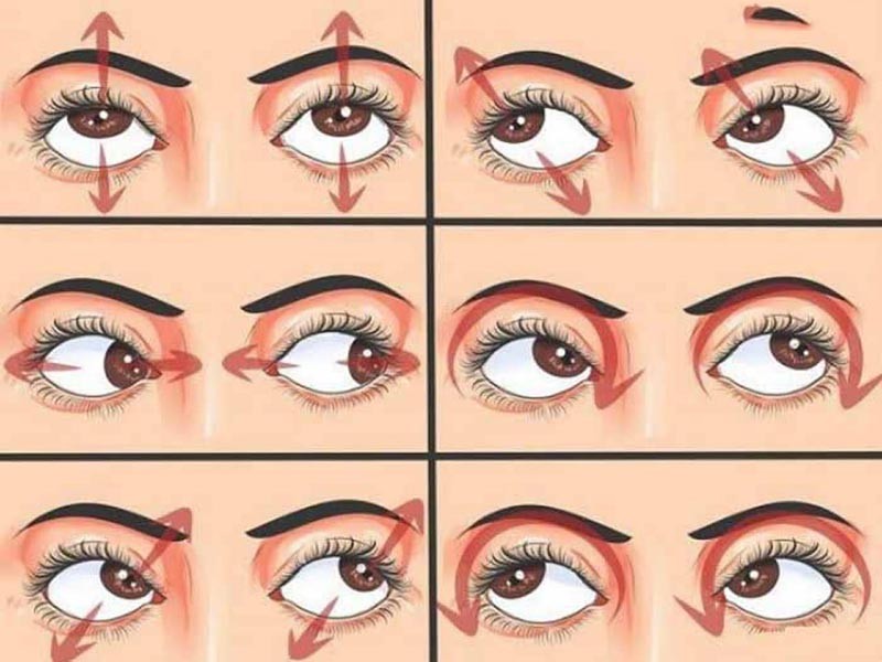 Động tác đảo mắt lên xuống giúp cải thiện kích thước mắt