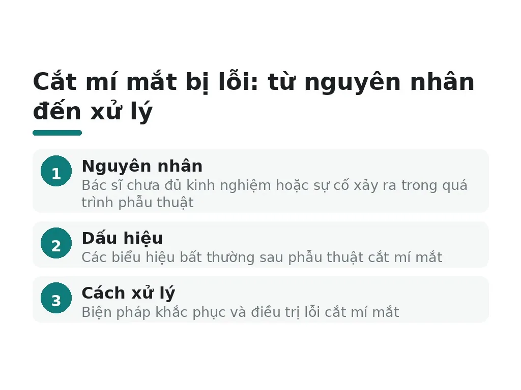 Cắt mí mắt bị lỗi, Nguyên nhân, dấu hiệu, và cách xử lý