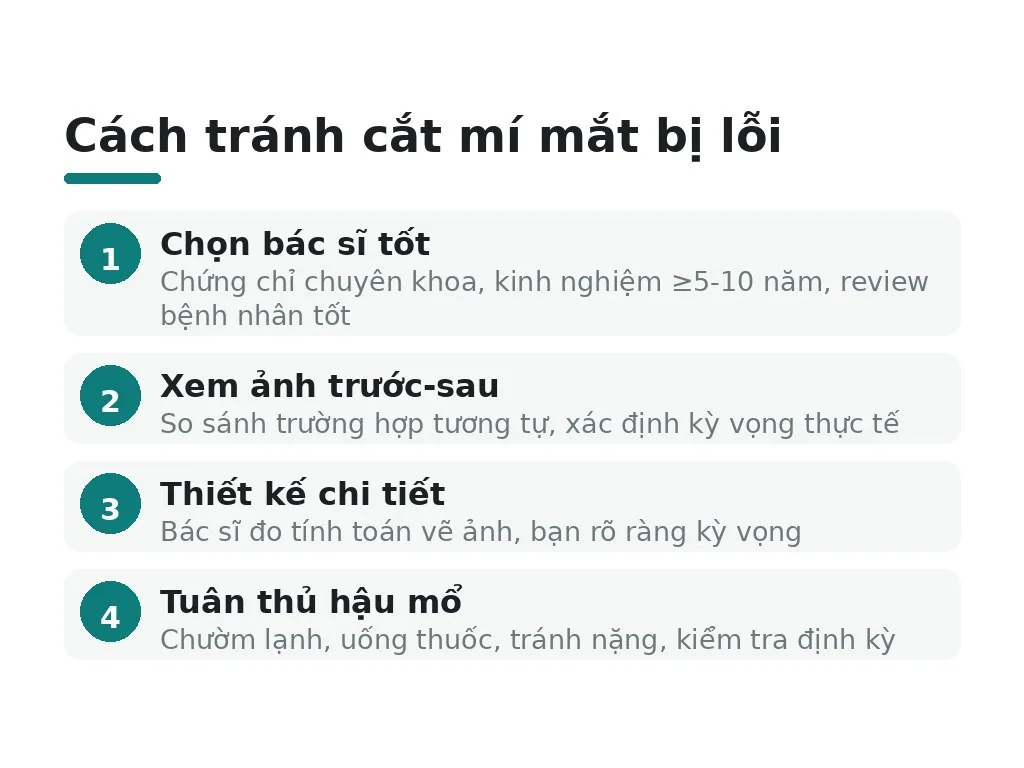 Làm thế nào để tránh cắt mí mắt bị lỗi?