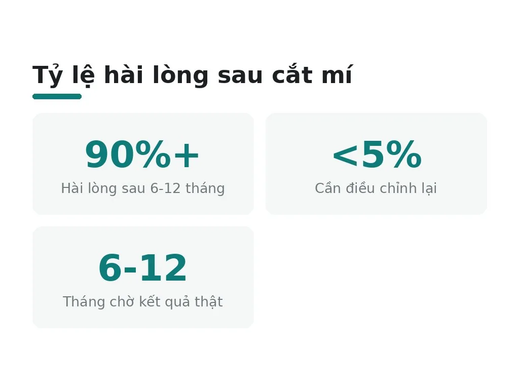 Tỷ lệ hài lòng thực tế sau cắt mí là bao nhiêu?