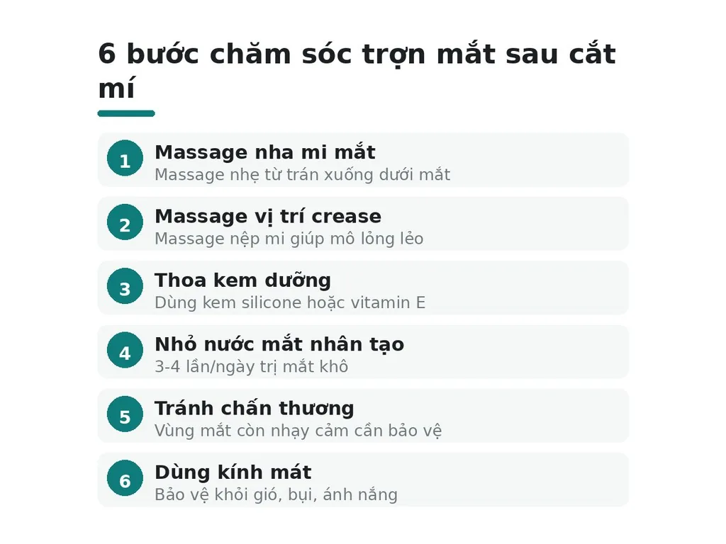 6 bước chăm sóc trợn mắt sau cắt mí