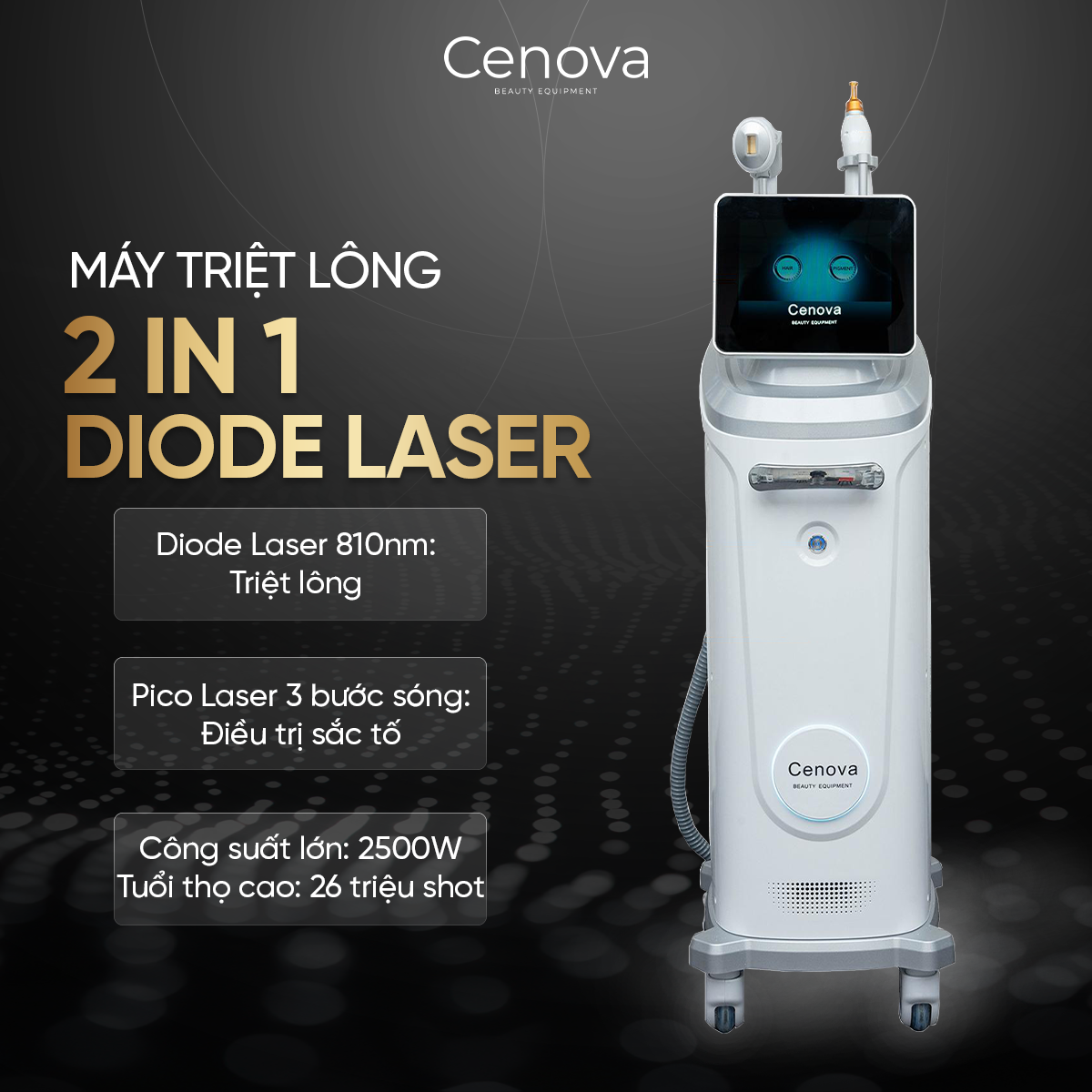 MÁY TRIỆT LÔNG 2 IN 1 DIODE LASER