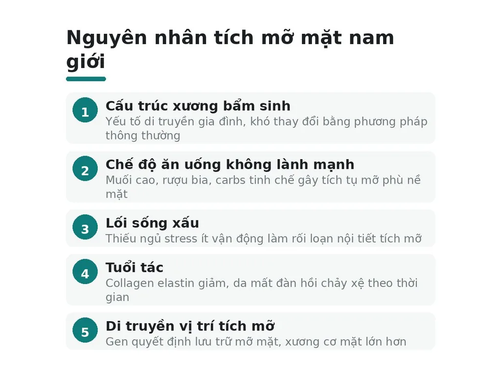 Vì sao nam giới hay bị tích mỡ vùng mặt?