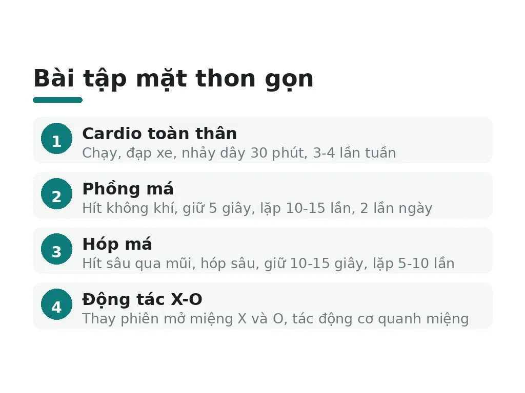 Bài tập nào giúp mặt thon gọn: cơ mặt và cardio?