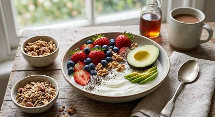 Bữa ăn kết hợp protein, rau xanh, ngũ cốc và chất béo lành mạnh giúp kiểm soát khẩu phần dễ hơn.