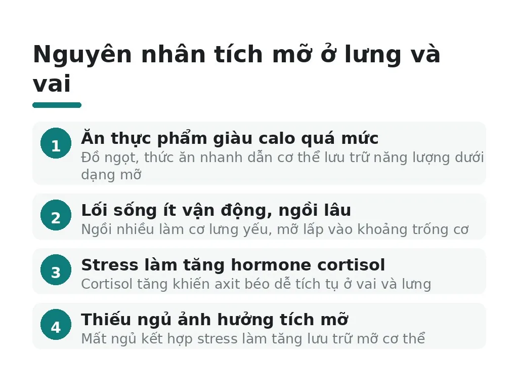 Lý do mỡ tích tụ ở lưng và vai