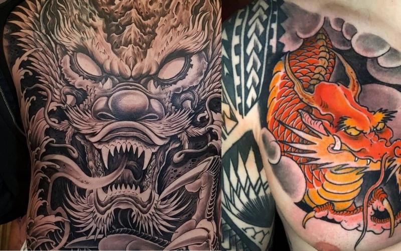 Tattoo rồng mặt quỷ phá cách