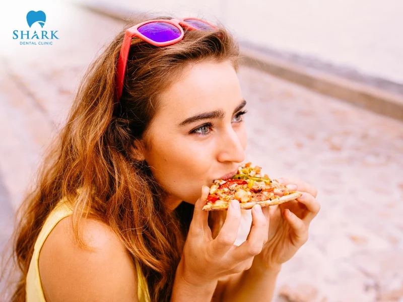 Crumbs from the pizza crust can get stuck between brackets, increasing the risk of oral health issues
