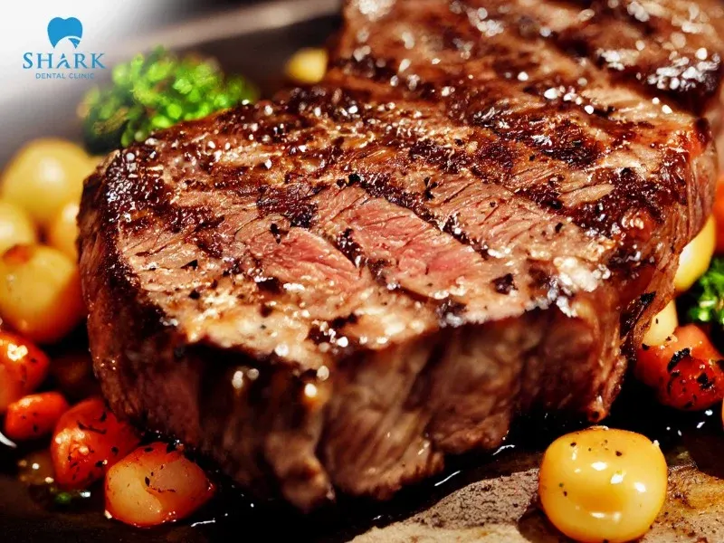Steak is tough and difficult to chew, which increases the risk of brackets loosening or breaking, affecting the effectiveness of braces