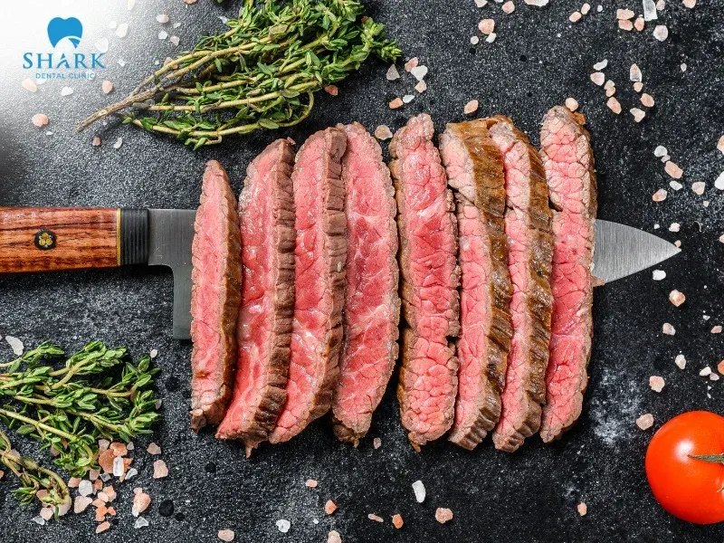 People with braces should cut steak into small pieces before eating to avoid it getting stuck in the archwire