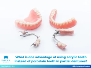 What is one advantage of using acrylic teeth instead of porcelain teeth in partial dentures?