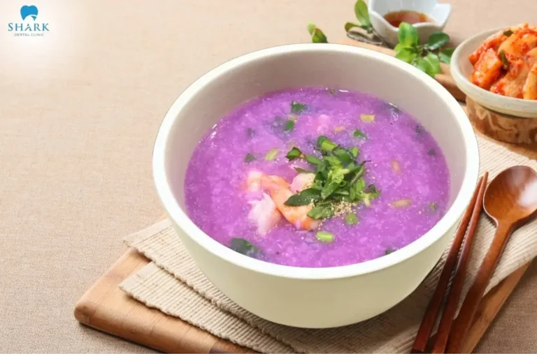 Purple yam soup is one of the recommended foods after dental implant surgery, as it is soft and easy to chew and swallow