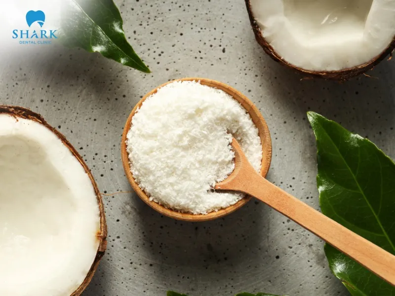 Coconut oil combined with baking soda creates an extremely effective teeth-whitening mixture