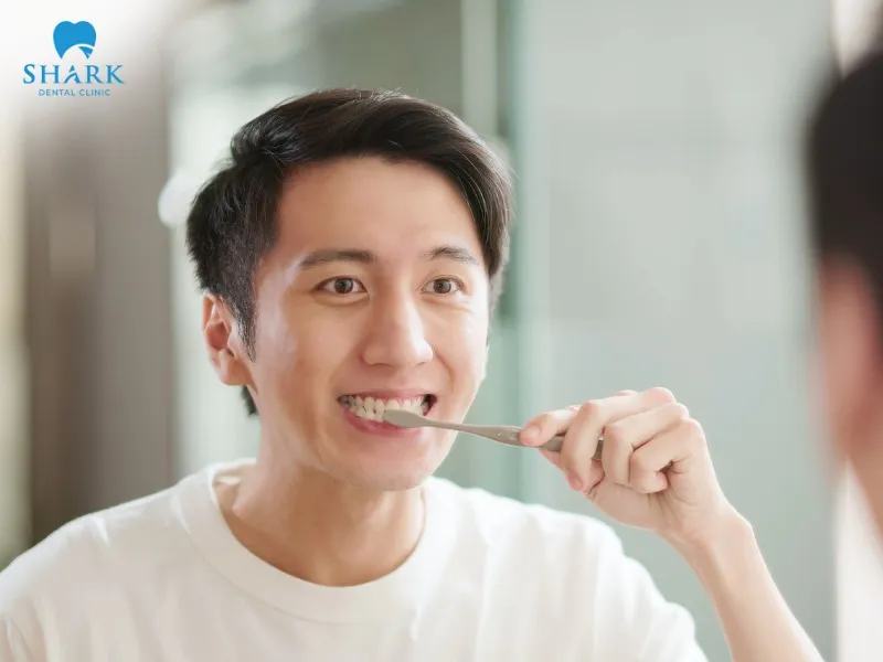 You should brush your teeth gently after using whitening strips