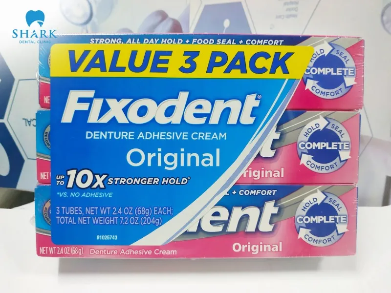 Fixodent dental adhesive is a commonly used product in many dental clinics today
