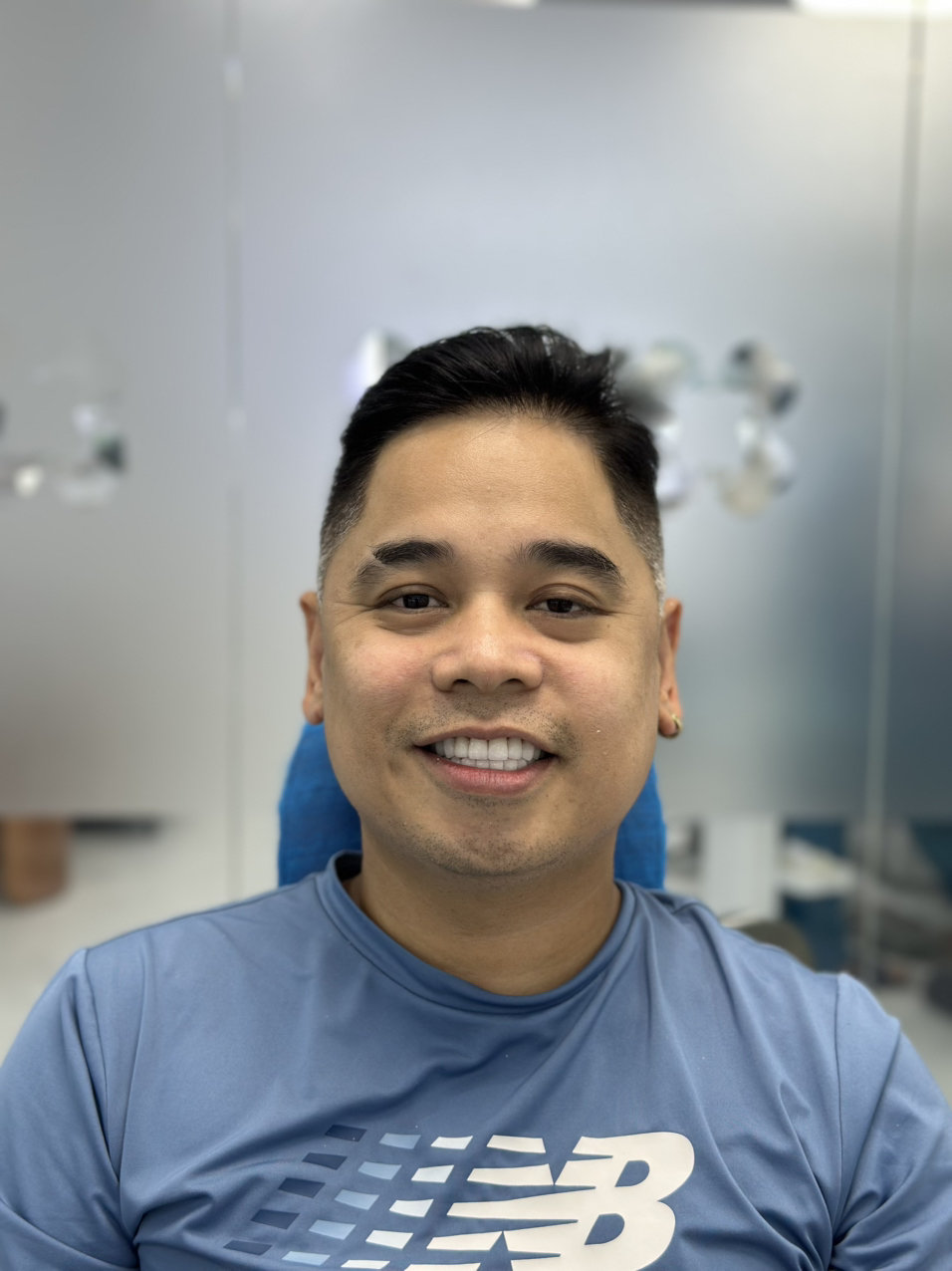 Client after procedure, front view