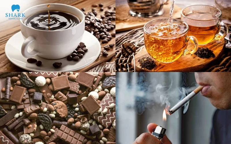Coffee, tea, chocolate, and tobacco are among the most common factors that can gradually cause stains to accumulate on the surface of porcelain crowns, reducing their original brightness and natural appearance over time