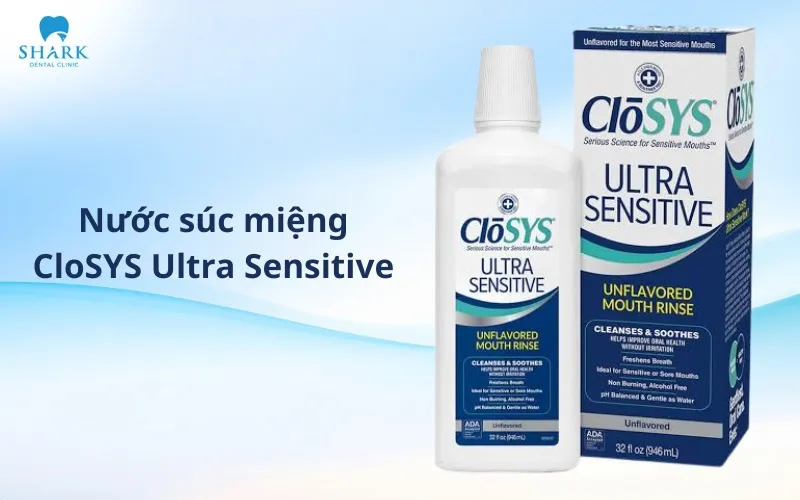 CloSYS Ultra Sensitive uses stabilized chlorine dioxide and contains no alcohol, aiming to control bacteria with a gentle formula
