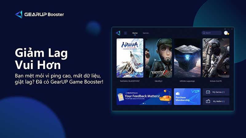GearUp Booster là một phần mềm giúp giảm độ trễ, giảm ping, giảm lag và giật khi chơi các game nặng