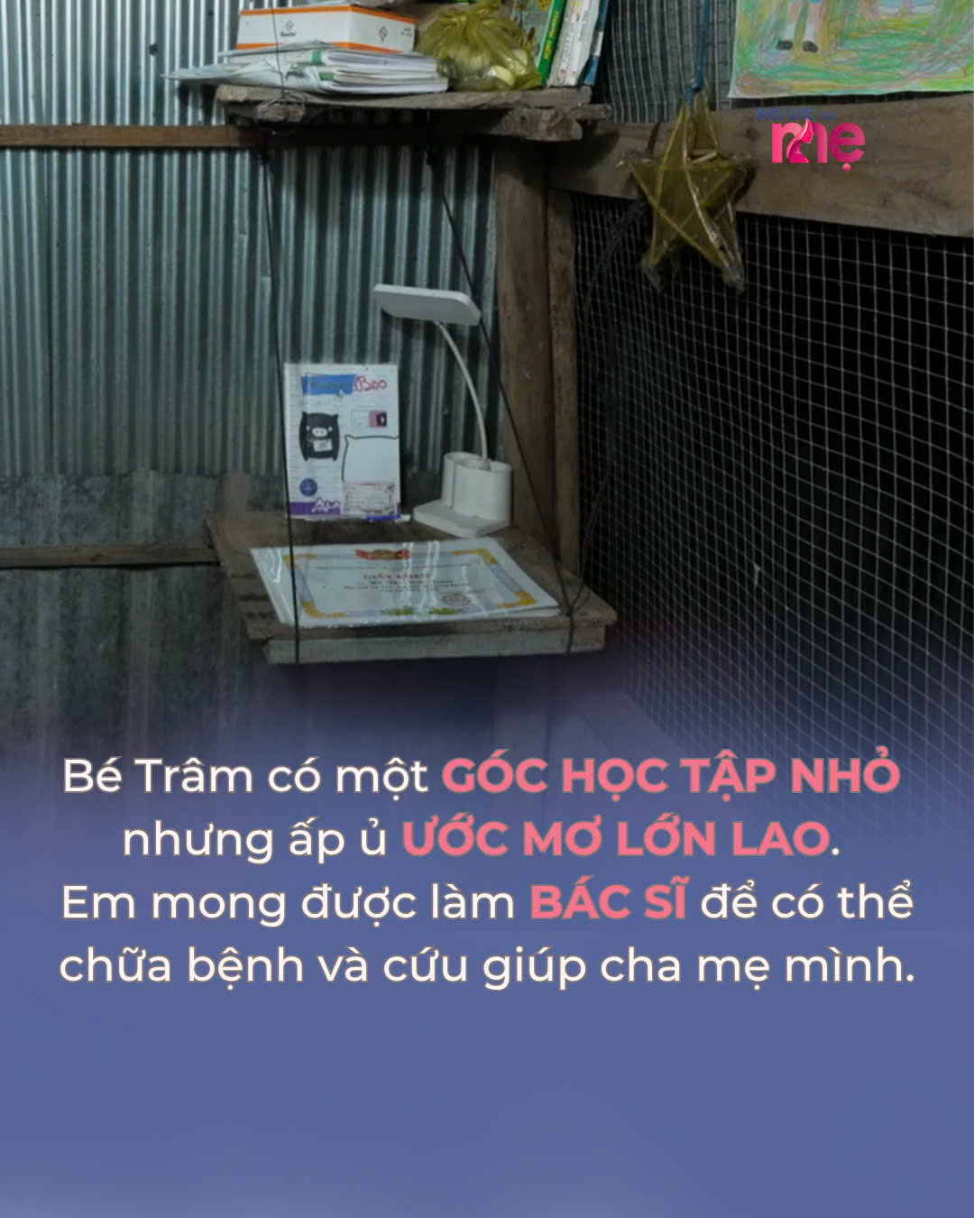 Góc học tập của bé Trâm- căn nhà không có một món đồ quý giá