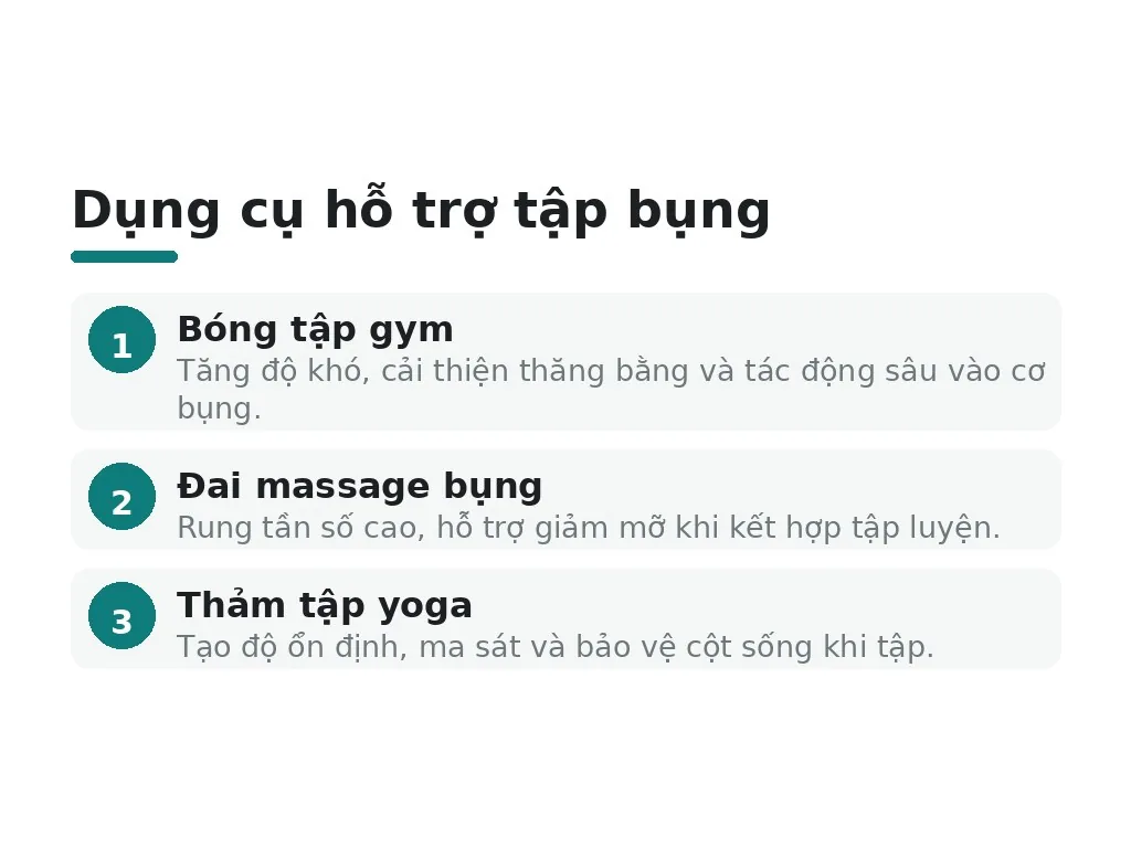 Dụng cụ nào hỗ trợ và bổ sung cho tập bụng?